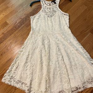 High Neck White Lace Dress